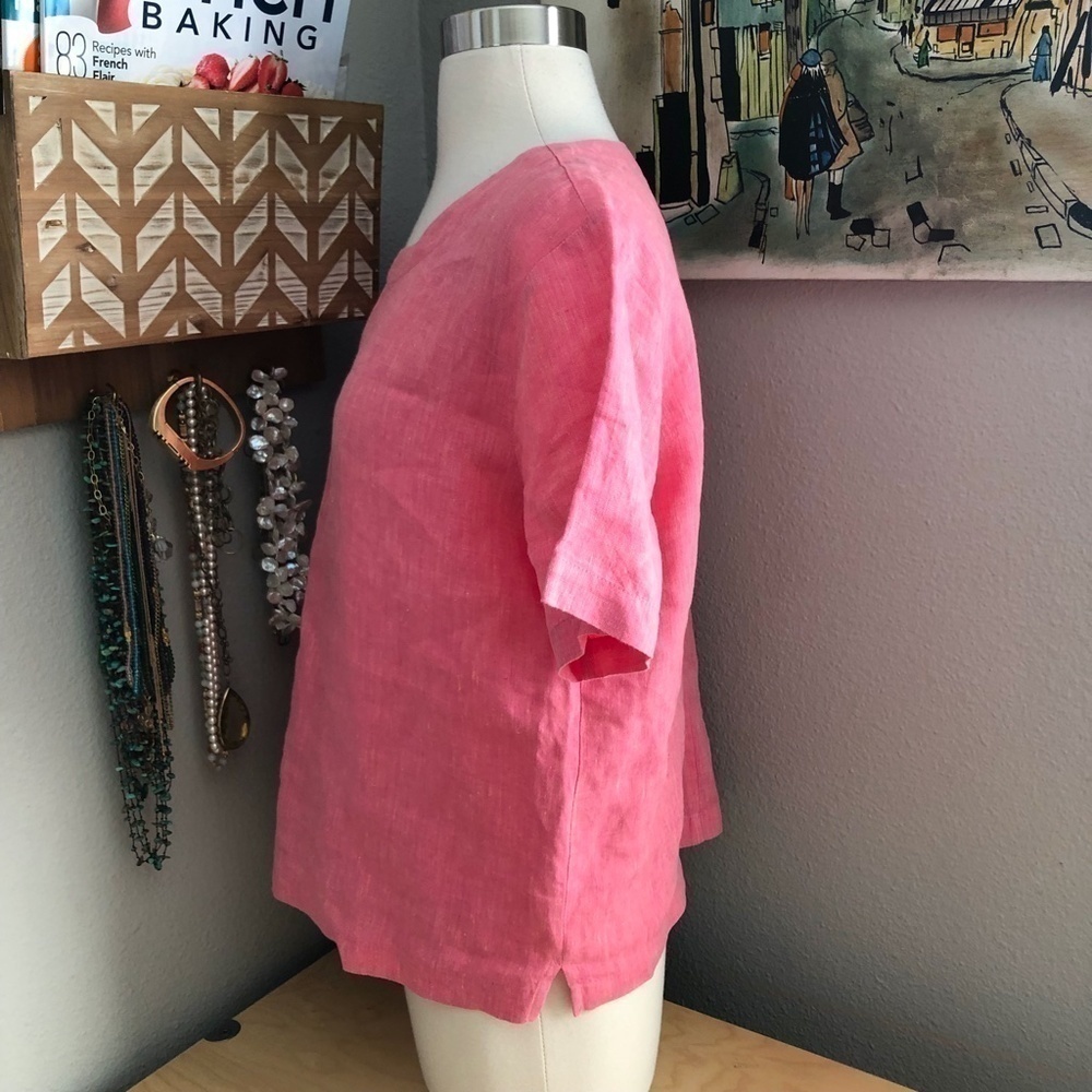 Carol Anderson Collection Linen Blouse Women's size M Short Sleeve Boxy NEW - Picture 10 of 12